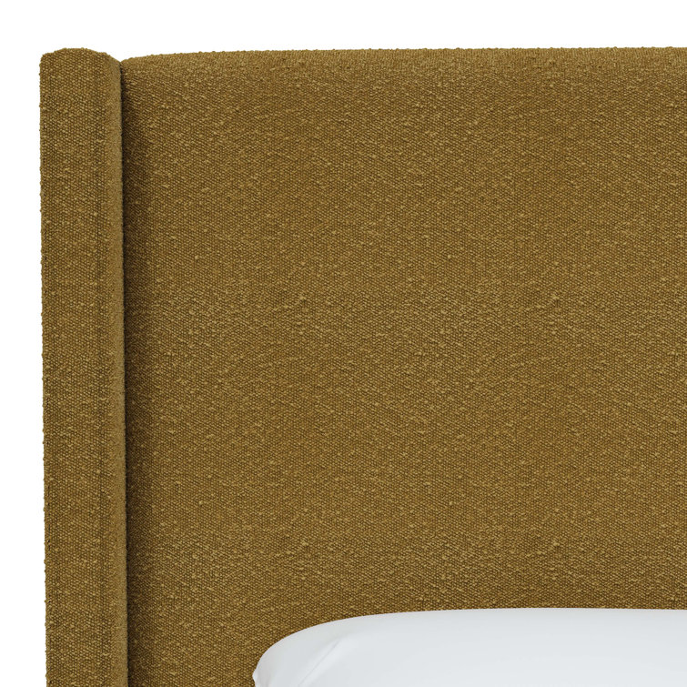 Classic Navy Linen Upholstered Queen Bed with Wingback Headboard