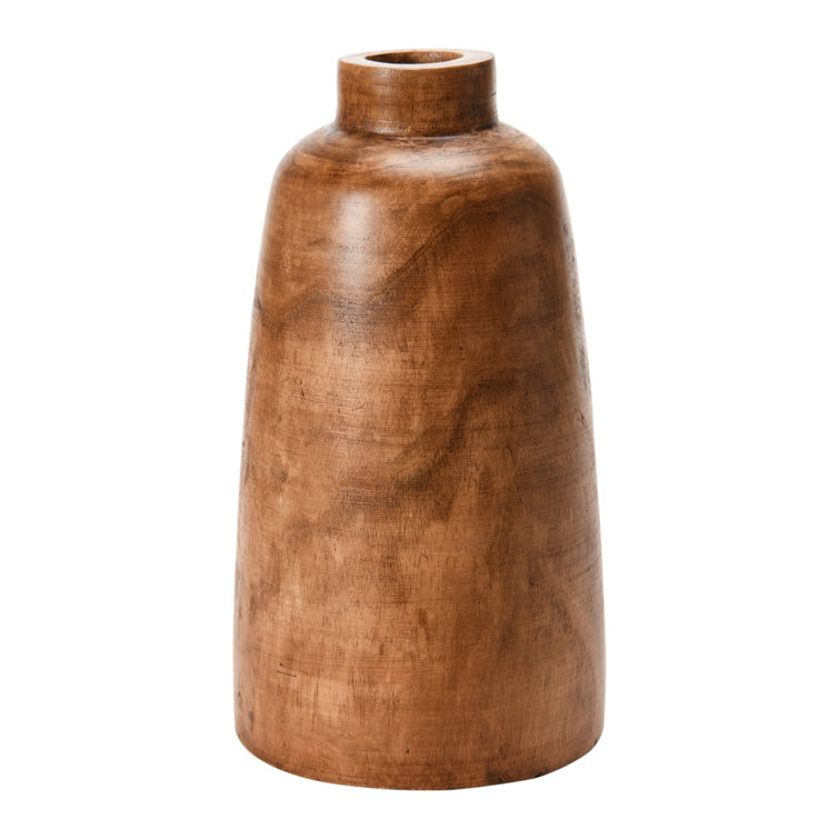 Mylo 14.25'' Brown Paulownia Wood Table Vase