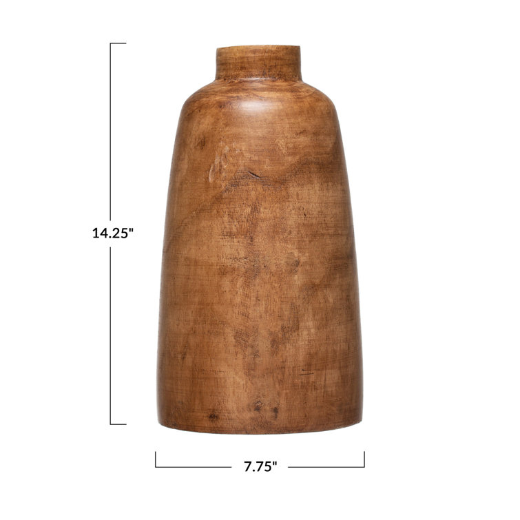 Mylo 14.25'' Brown Paulownia Wood Table Vase