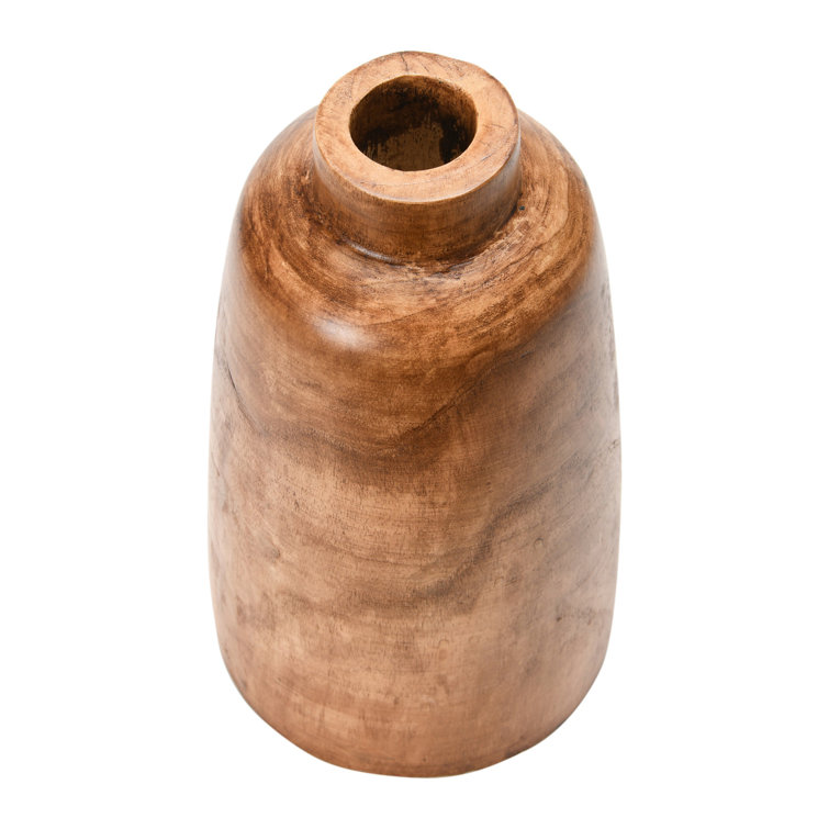 Mylo 14.25'' Brown Paulownia Wood Table Vase