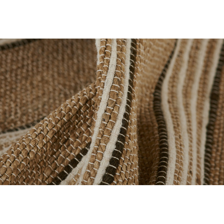 Brown Stripe 8' x 10' Wool Chenille Flat Woven Rug