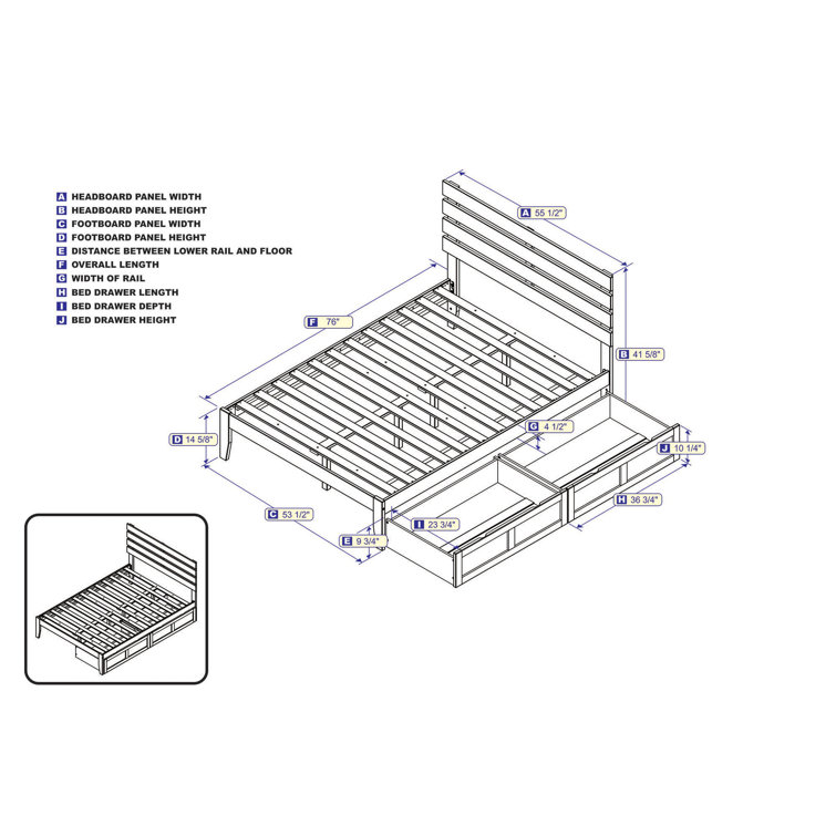 White Full Captain's Bed with Storage Drawers and USB Charger