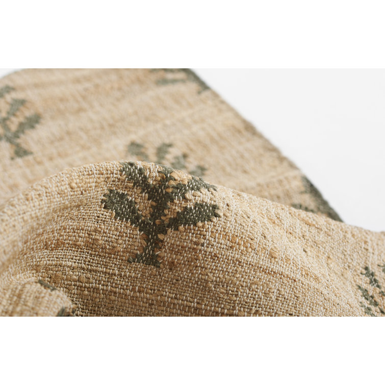 Natural Green Flat Woven Wool and Jute Area Rug, 3'6" x 5'6"