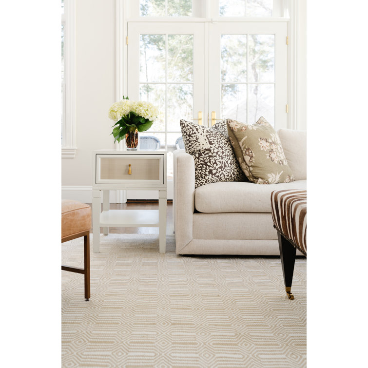 Beige Geometric Flat Woven Reversible Runner Rug