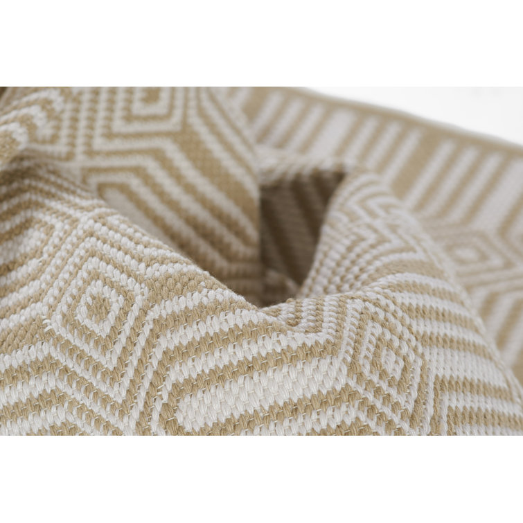 Beige Geometric Flat Woven Reversible Runner Rug