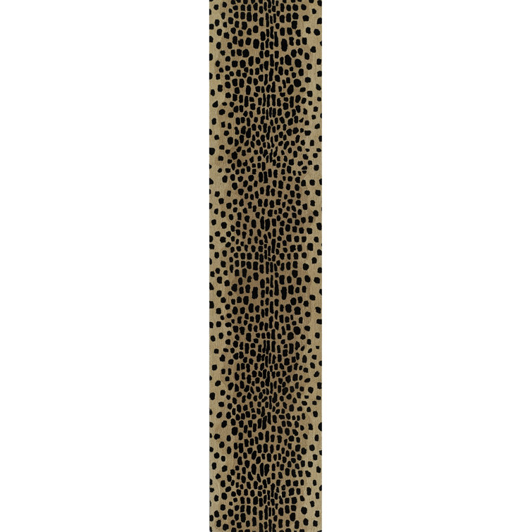 Hand-Tufted Wool Runner Rug in Beige and Black