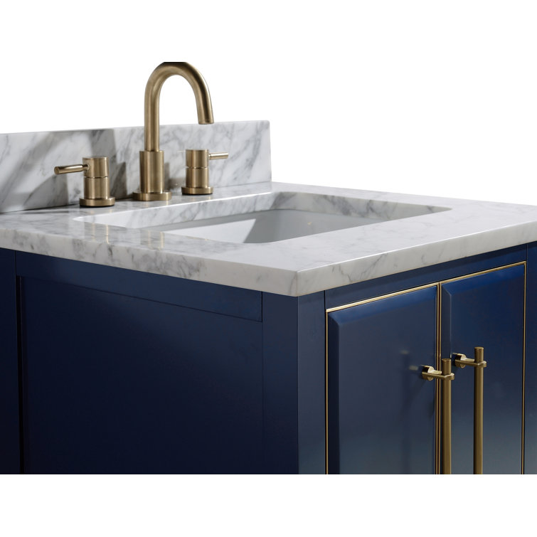 25'' Carrara White Marble Vanity Top with Rectangular Sink