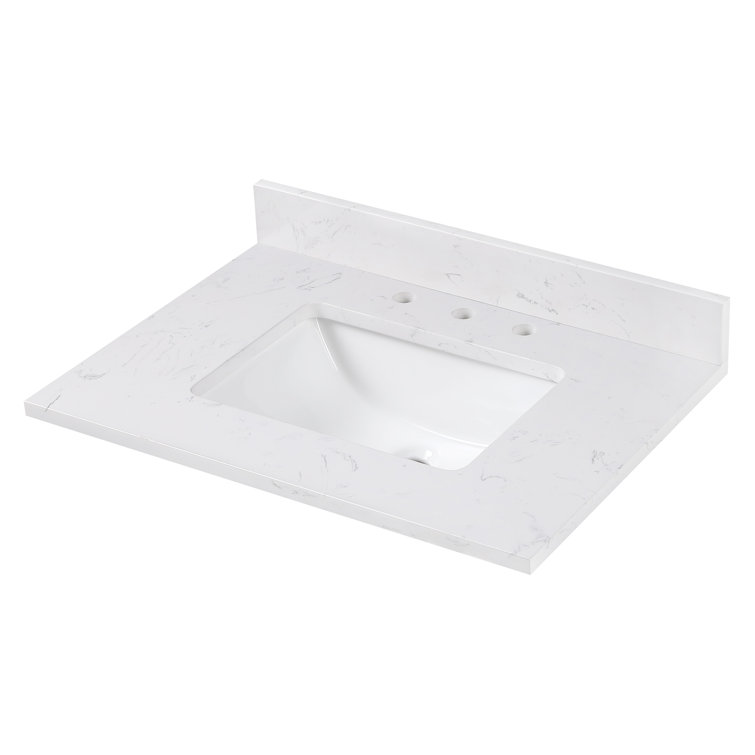 Cala White 25'' Engineered Stone Vanity Top with Sink
