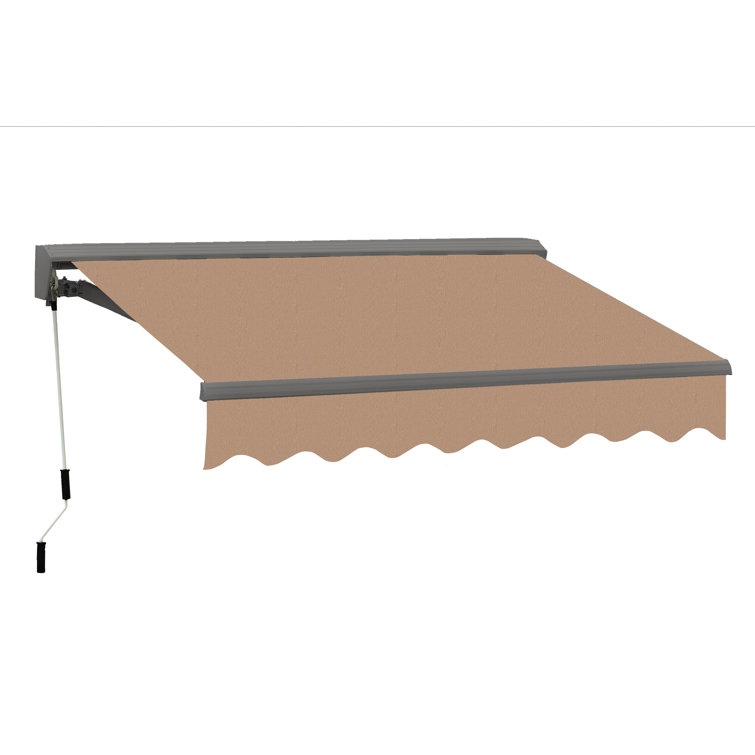 Canvas Umber Motorized Retractable Patio Awning with Acrylic Fabric