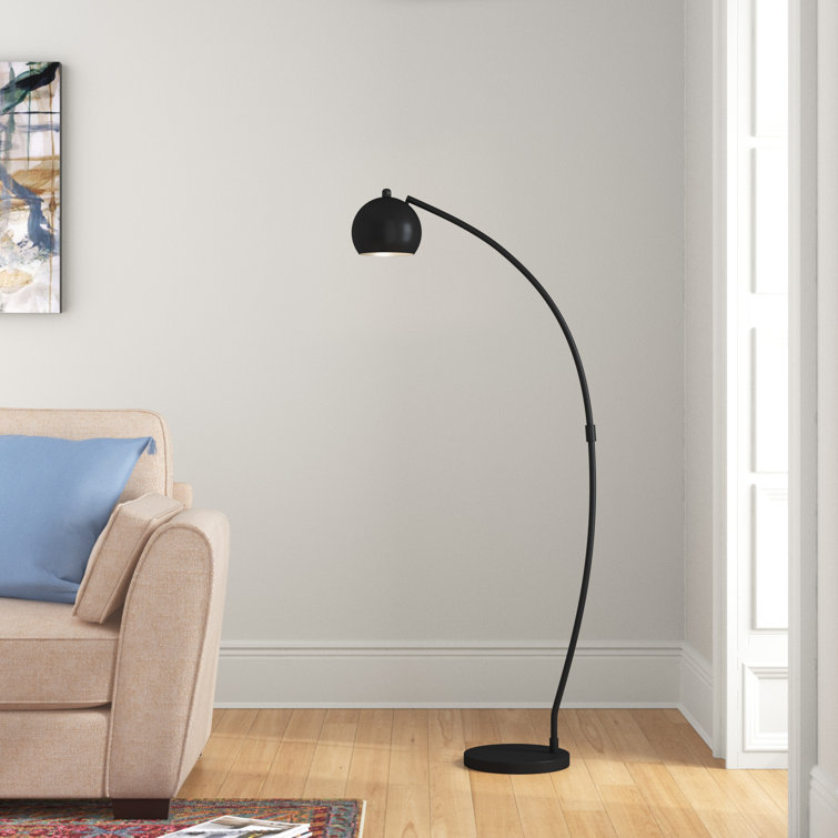 Contemporary Black Metal Arc Floor Lamp with Adjustable Shade