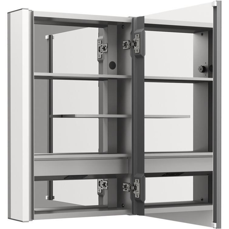 Maxstow Dark Anodized Aluminum LED Lighted Medicine Cabinet