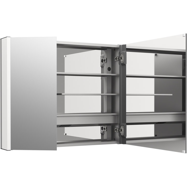 Maxstow 32" x 24" Polished Aluminum Frameless LED Medicine Cabinet