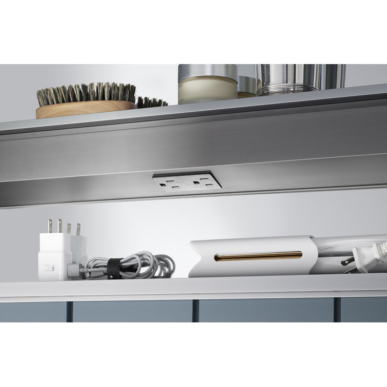 Maxstow 32" x 24" Polished Aluminum Frameless LED Medicine Cabinet