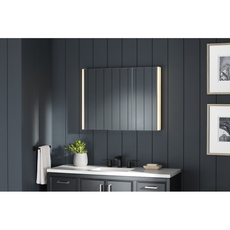 Maxstow 32" x 24" Polished Aluminum Frameless LED Medicine Cabinet