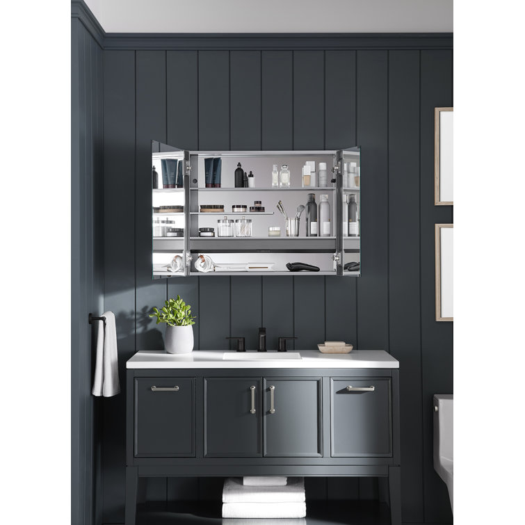 Maxstow 32" x 24" Polished Aluminum Frameless LED Medicine Cabinet