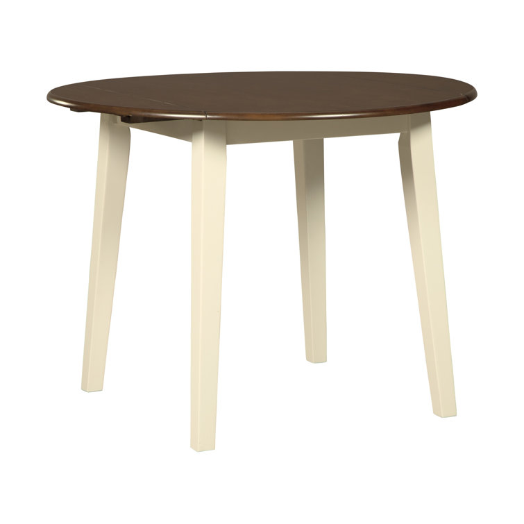 Cream and Brown Drop Leaf Dining Table with 2 Chairs