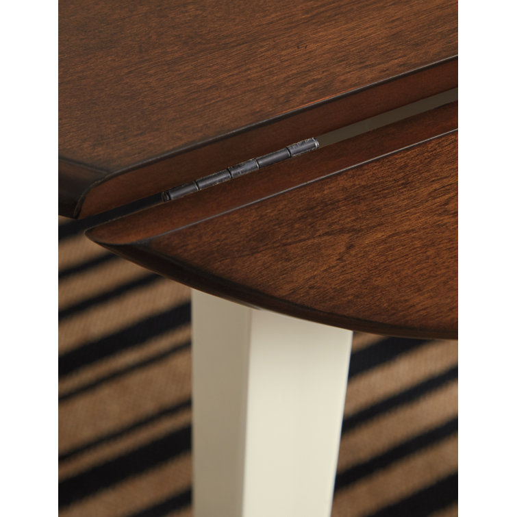 Cream and Brown Drop Leaf Dining Table with 2 Chairs