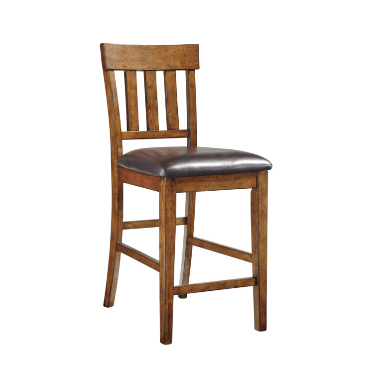 Ralene Medium Brown Faux Leather Counter Height Barstools, Set of 2