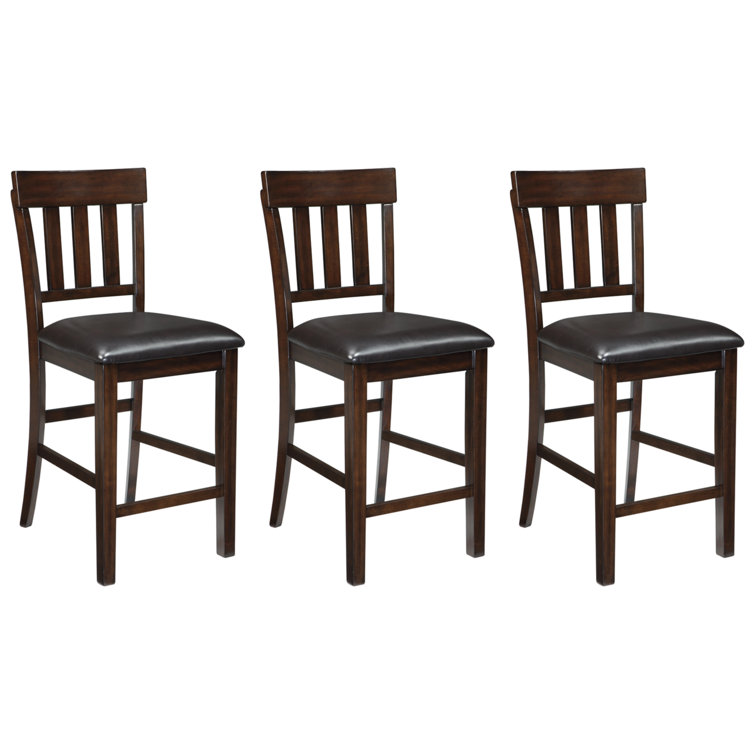 Haddigan Dark Brown Counter Height Dining Table with 4 Faux Leather Barstools
