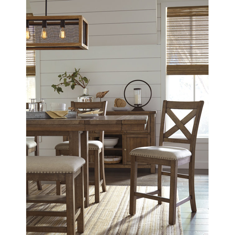 Moriville Padded Seat Brown Wood Bar Stool Set of 2