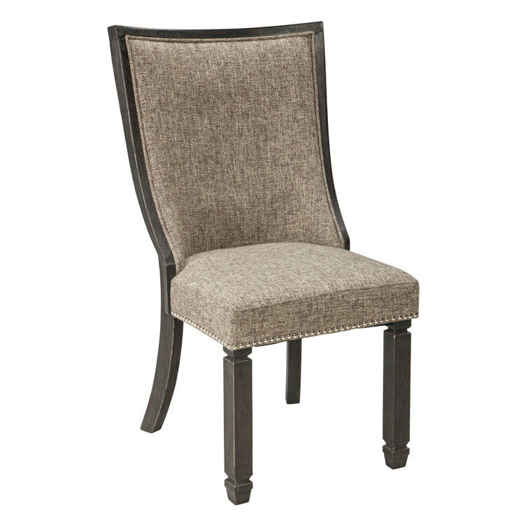 Transitional Black Upholstered Wood Side Chair