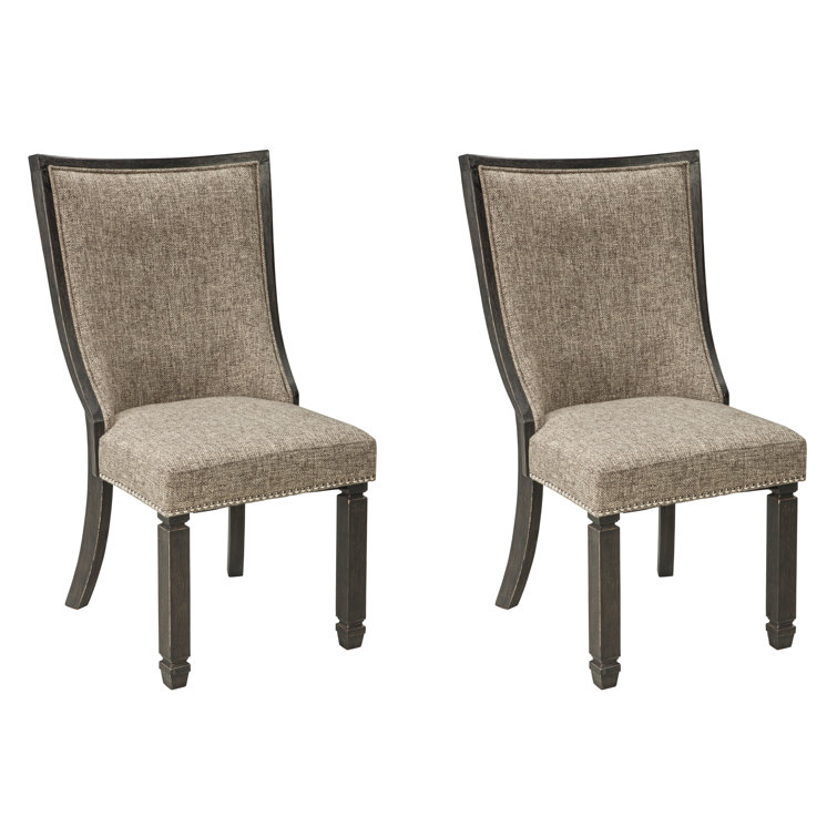Transitional Black Upholstered Wood Side Chair