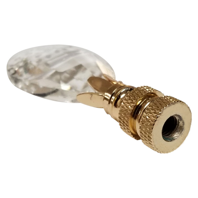 Clear Faceted Crystal Lamp Finial with Polished Brass Base, 3 inch