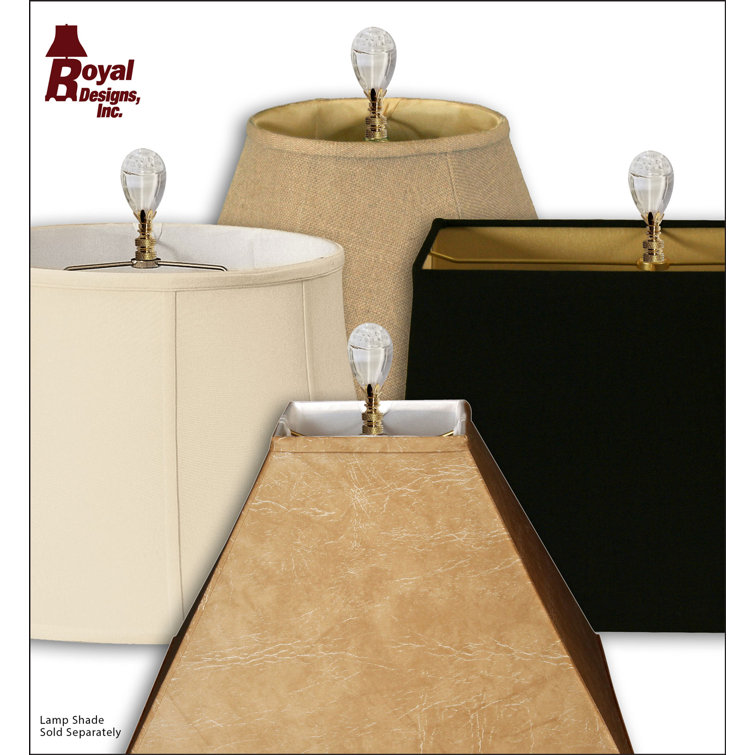 Clear Faceted Crystal Lamp Finial with Polished Brass Base, 3 inch