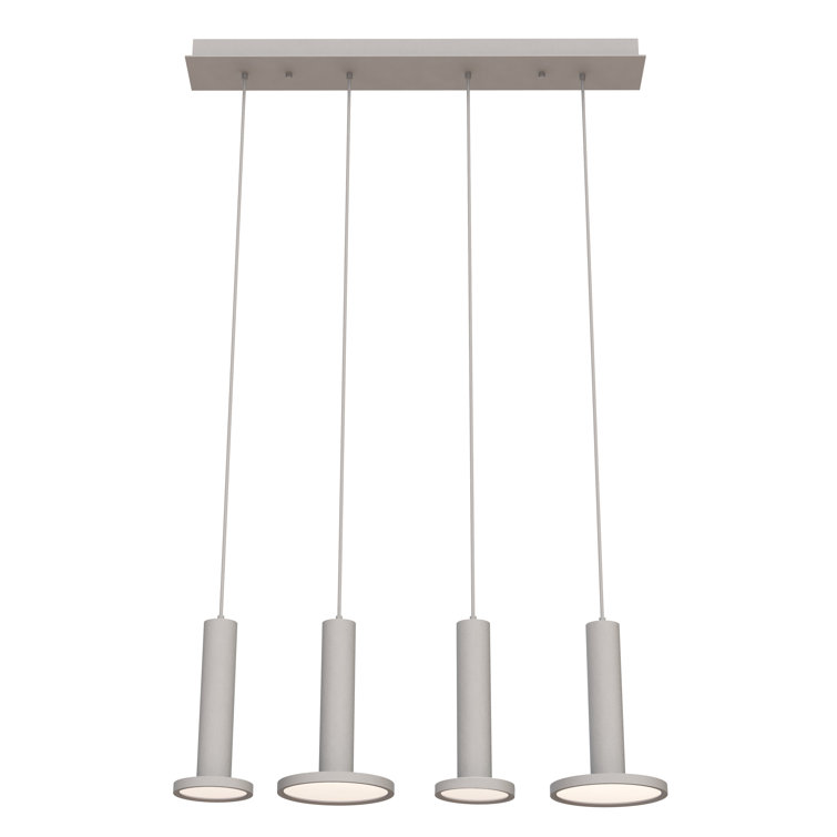 White Steel 4-Light LED Kitchen Island Pendant