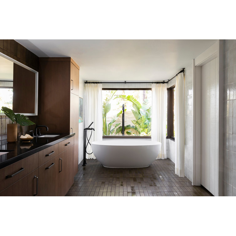 Polished Nickel Brass Floor Mounted Tub Faucet with Handshower