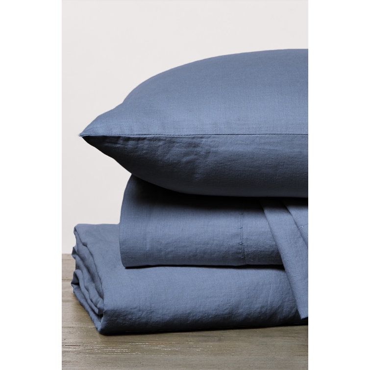 Harbor Blue Organic Cotton Percale Full Sheet Set