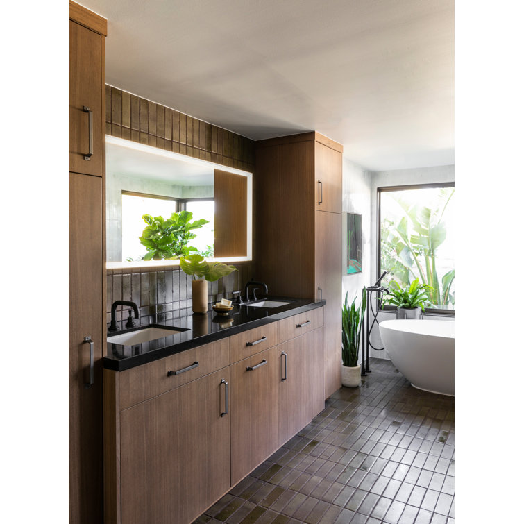 Polished Nickel Modern Widespread Bathroom Faucet with Brass Handles