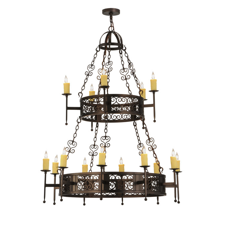 Toscano Bronze 15-Light Candle Chandelier