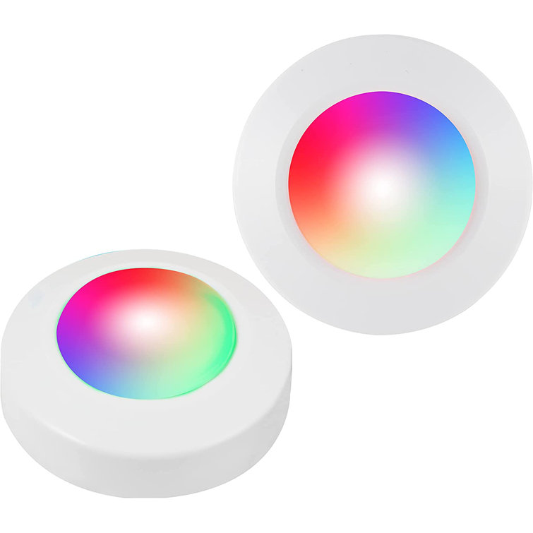 Battery Operated Color-Changing LED Touch Puck Lights 2-Pack