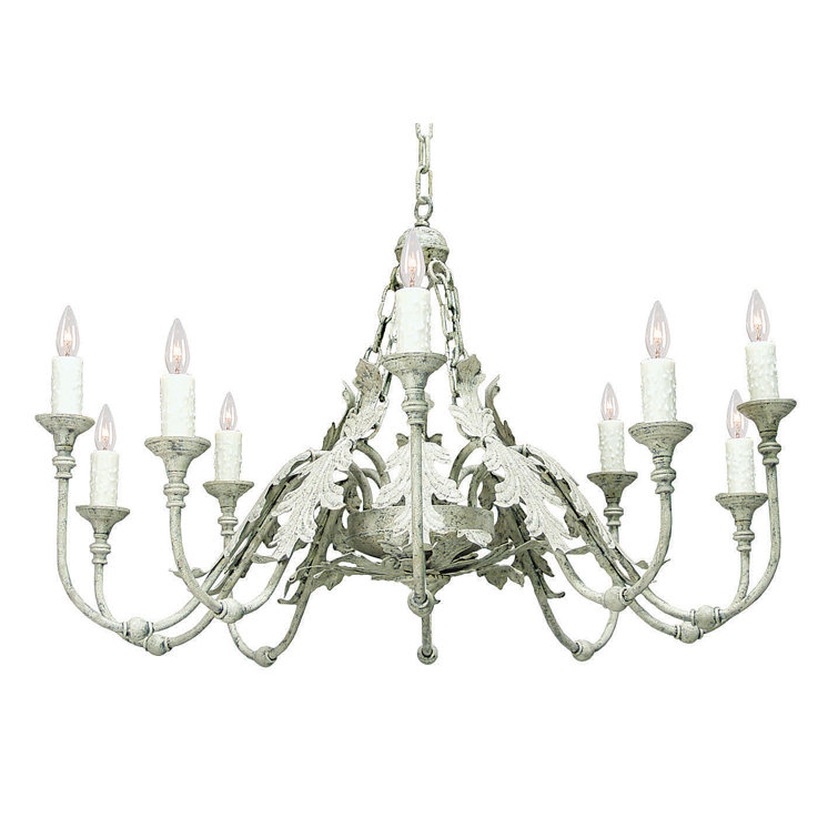 Arbor White 10-Light Candle Chandelier with Acanthus Leaf Accents