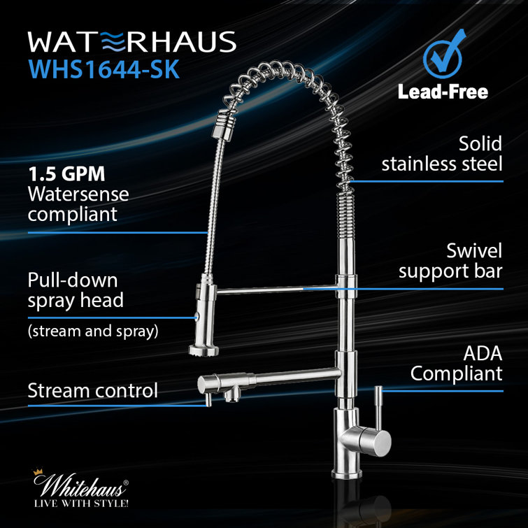 Elite 360° Swivel Stainless Steel Kitchen Faucet with Dual-Control Spray