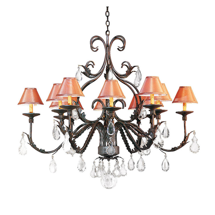 Gilded Tobacco 12-Light Crystal Empire Chandelier