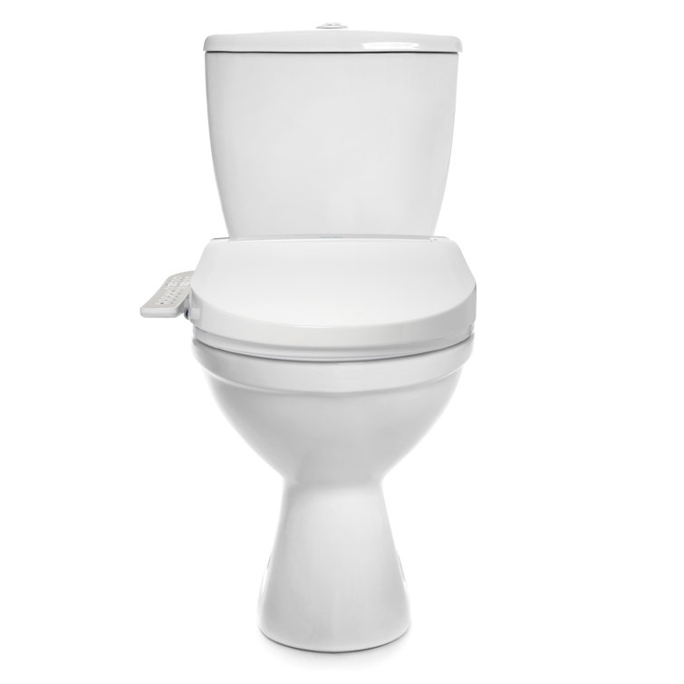 White Elongated Sidearm Bidet Seat with Warm Air Dryer