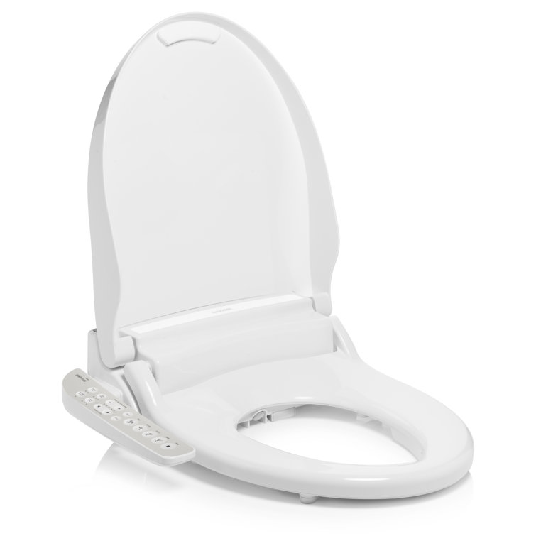 White Elongated Sidearm Bidet Seat with Warm Air Dryer