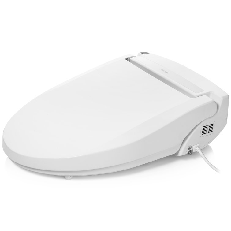 White Elongated Sidearm Bidet Seat with Warm Air Dryer