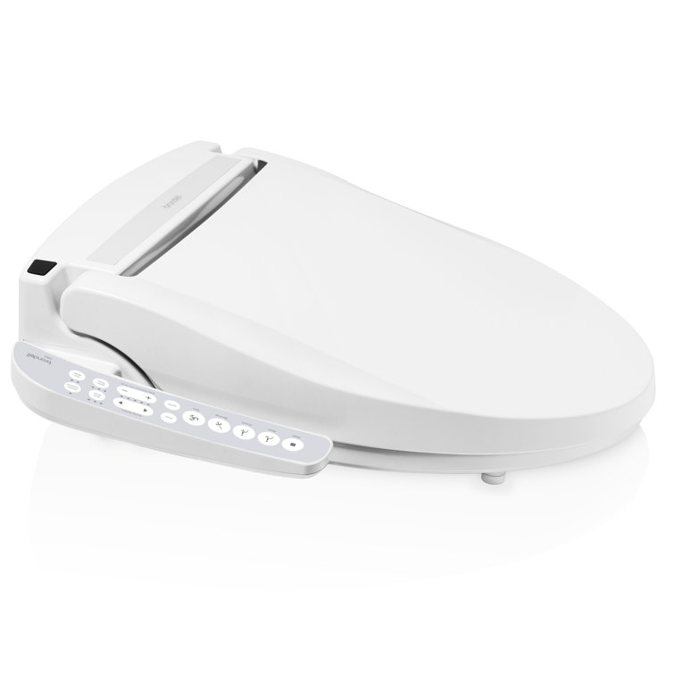 White Elongated Sidearm Bidet Seat with Warm Air Dryer