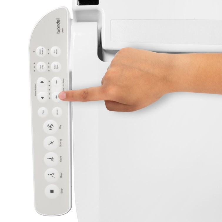 White Elongated Sidearm Bidet Seat with Warm Air Dryer