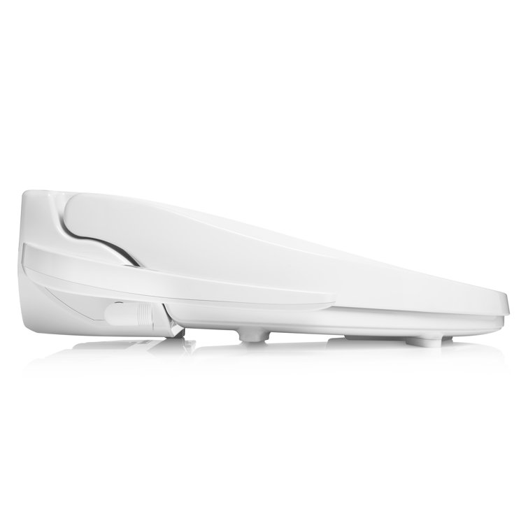 White Elongated Sidearm Bidet Seat with Warm Air Dryer
