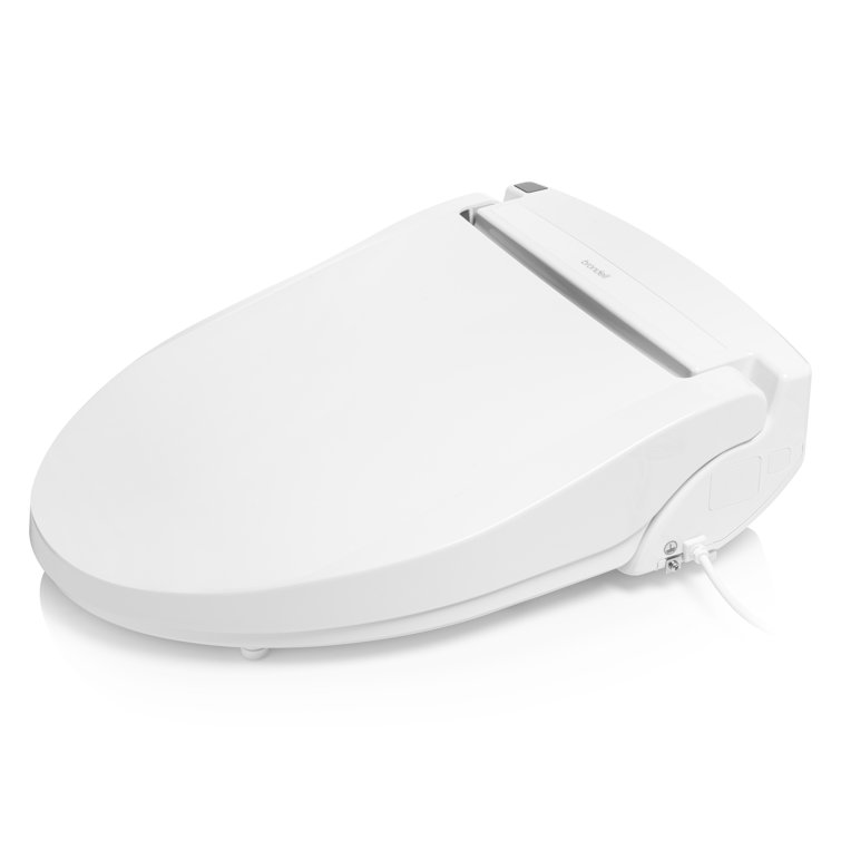 White Elongated Sidearm Bidet Seat with Warm Air Dryer