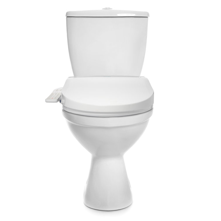 White Elongated Sidearm Bidet Seat with Warm Air Dryer
