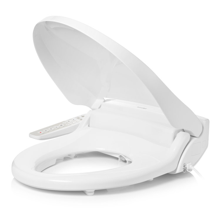 White Elongated Sidearm Bidet Seat with Warm Air Dryer