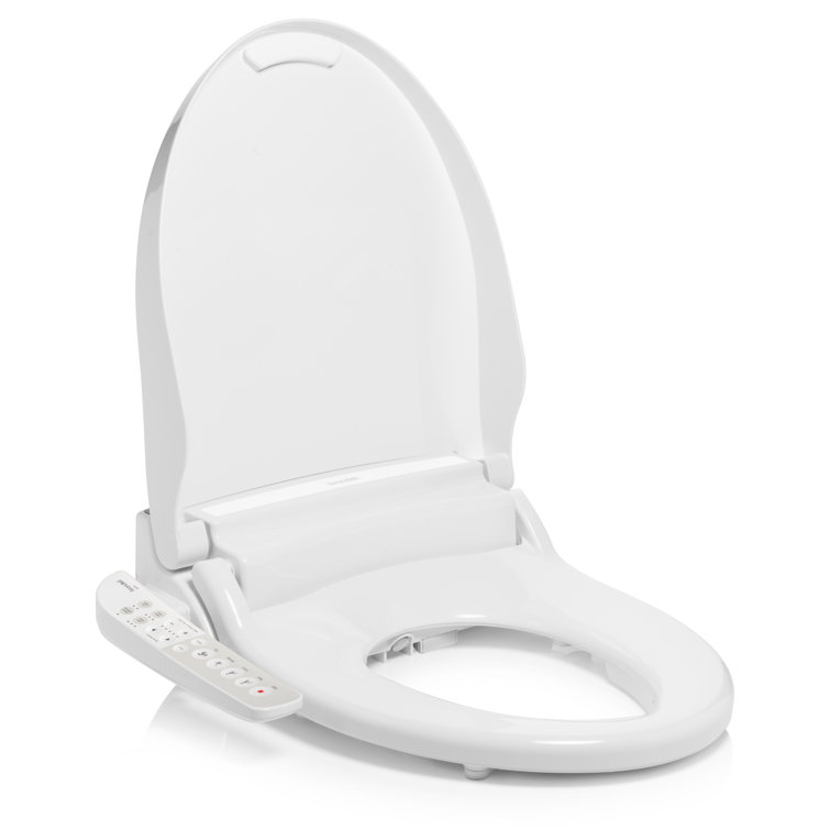 White Elongated Sidearm Bidet Seat with Warm Air Dryer