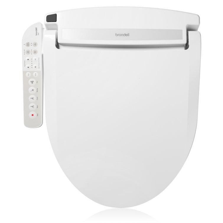 White Elongated Sidearm Bidet Seat with Warm Air Dryer
