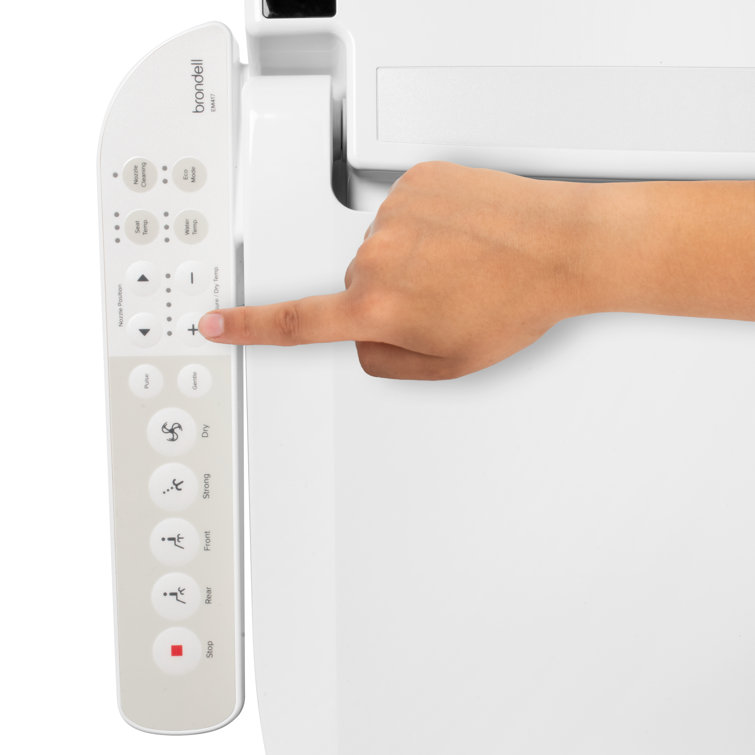 White Elongated Sidearm Bidet Seat with Warm Air Dryer