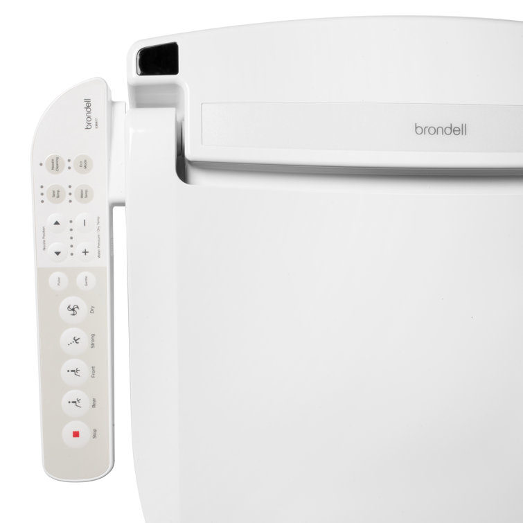 White Elongated Sidearm Bidet Seat with Warm Air Dryer